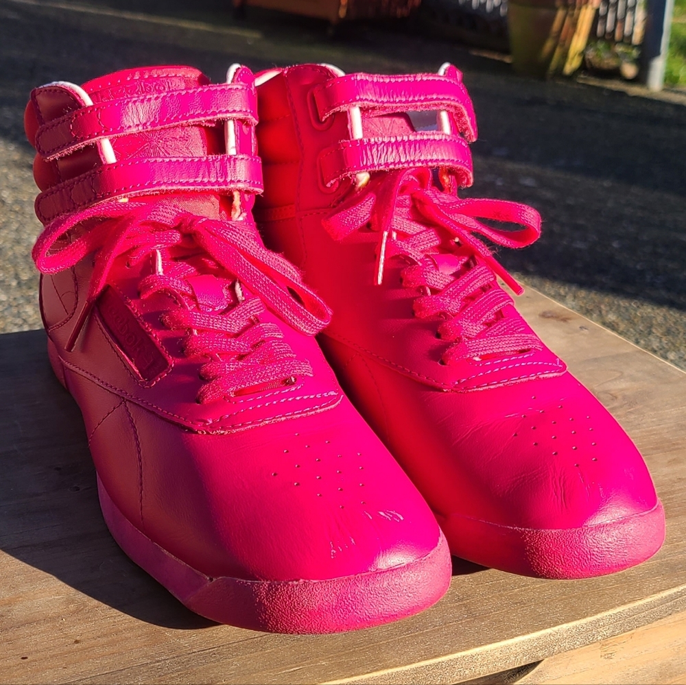 Reebok Freestyle high tops in Hot Pink women's size 10